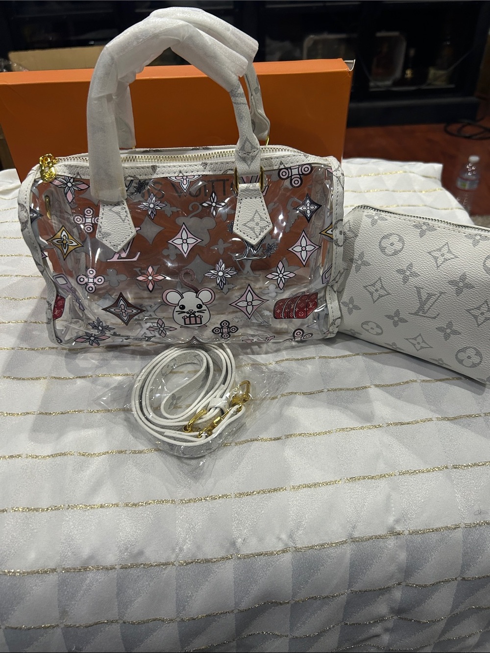 New Cute Fashion Designer Stadium CrossBody Hand Bag & Zipper Pouch Set & Charm - Picture 5 of 14